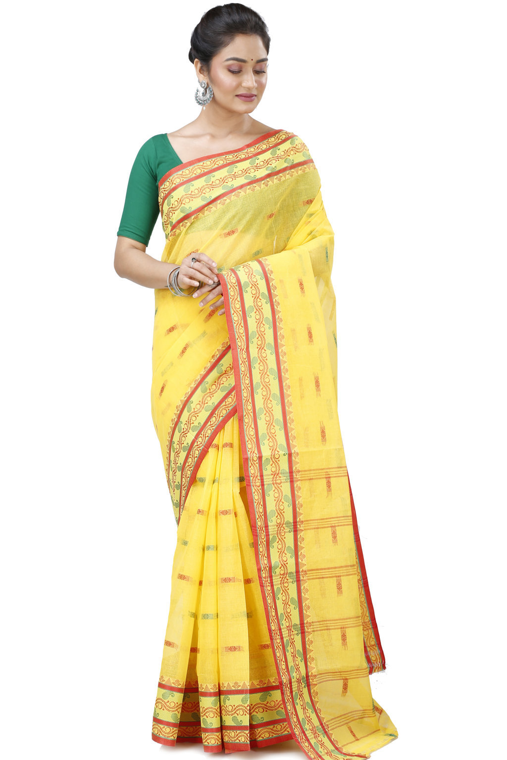 Yellow Pure Cotton Gayatri Tant Saree (944)